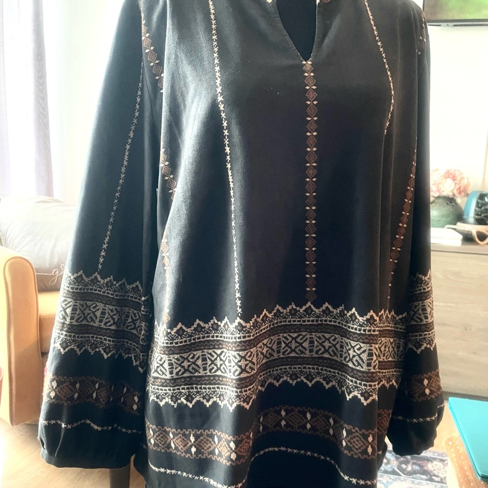 Gray Embellished Long Sleeve Tunic